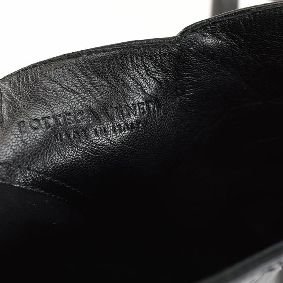 BOTTEGA VENETA: Black, Intrecciato Leather Boots - Picture 9 of 11